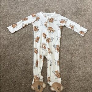 Carter's White and Brown Koala Print Footie